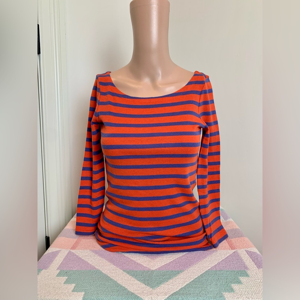 Y2k AEO sleeve striped boatneck tee